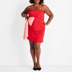 Future Collective Valentines Red Mini Dress With Pink Bow SZ XXL
